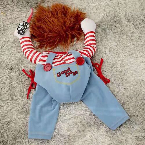 Fatal doll pet funny spoof dog with knife clothes cat dog funny creative cat with knife creative