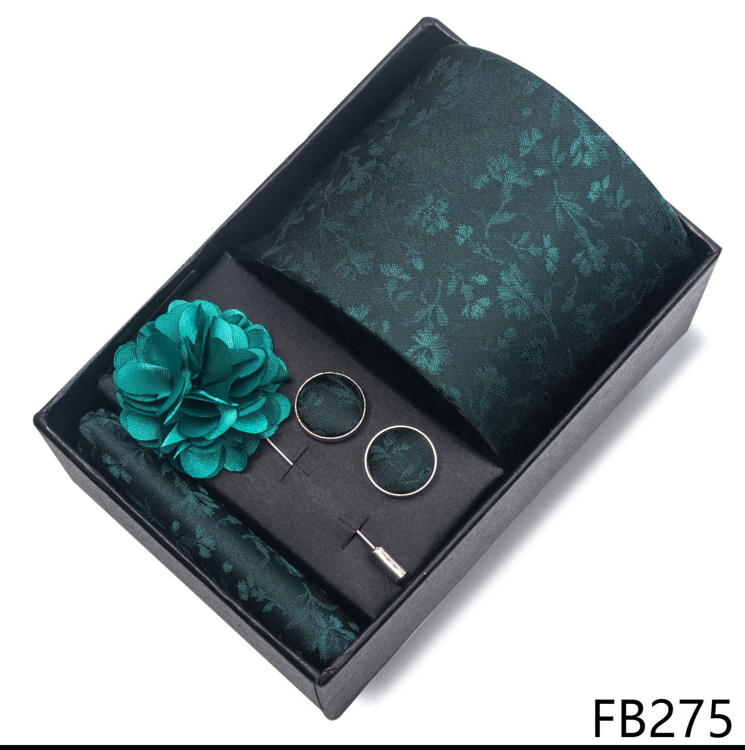 Hochzeits-Bräutigam-Feier Weinrote Krawatte, Herrenanzug-Manschettenknöpfe, Brustblumen-Accessoires-Set-Box_voghion.com