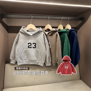 男童连帽卫衣牛奶丝春秋款童装儿童宝宝小童上衣春季新款休闲衣服