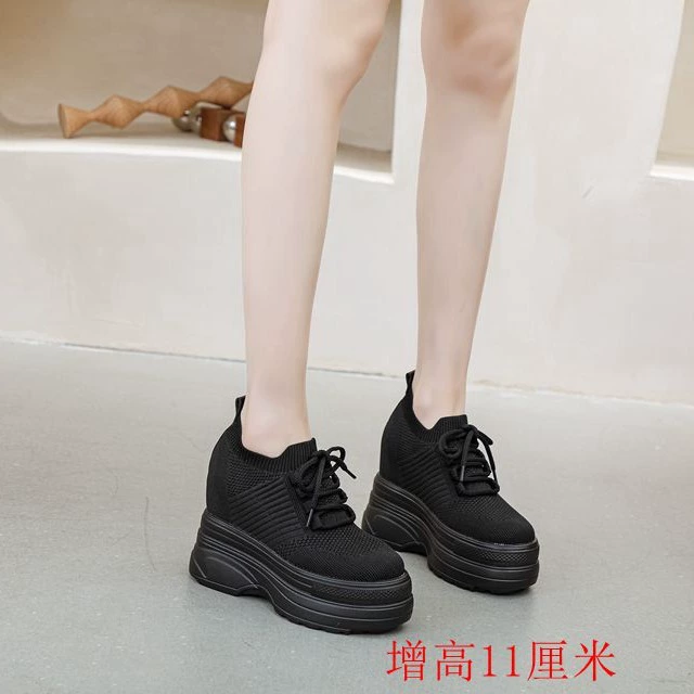Летающие тканые женские туфли, туфли на платформе, толстая подошва, женская обувь скрытой высоты, легкая универсальная Повседневная модная дышащая прочная