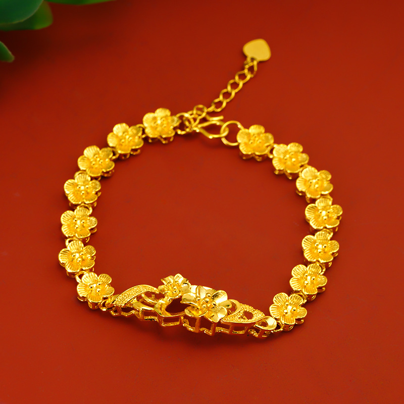 Nuevo Vietnam oro pulsera de flores de las mujeres joyería de oro de moda simple fábrica al por mayor pulsera de joyería para las mujeres