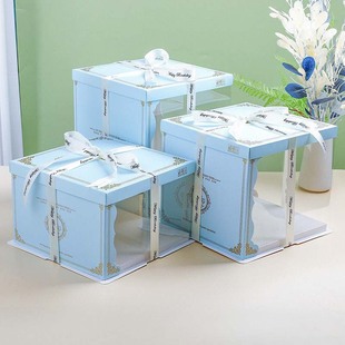 Birthday Cake Box in Stock 4/6/8/10/ 12inch Satchel Cake Box Three-In-One Fully Transparent Cake Box Wholesale
