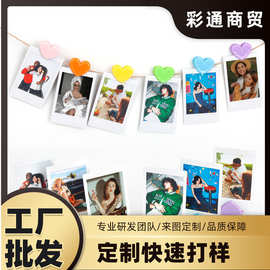 马卡龙色可爱少女心形夹子 桌面支架便签夹随心diy图片挂墙装饰