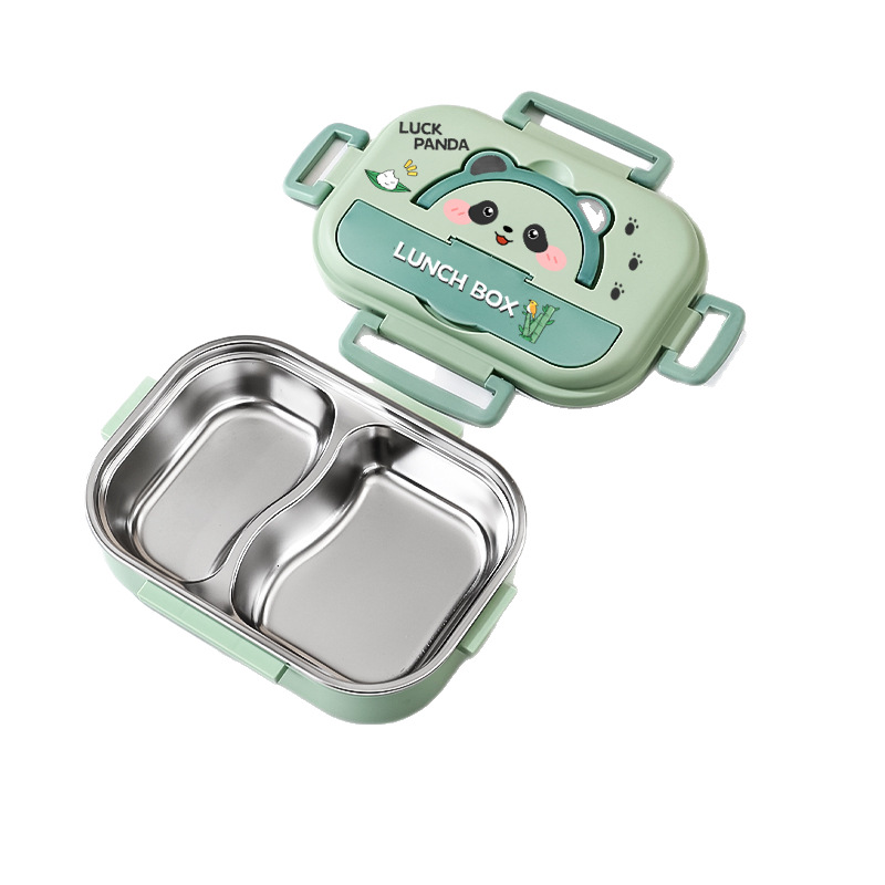 Fiambrera dividida para niños de acero inoxidable, caja de almuerzo portátil sellada a prueba de fugas, dibujos animados lindos, niños, estudiantes, escuela al aire libre