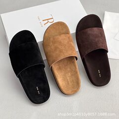 オリジナルの良品です！広東省製の新しい夏スタイルの女性用ミニマリストカジュアルビルケンシュトックスリッパ、レザーファー平底ストラップ付き