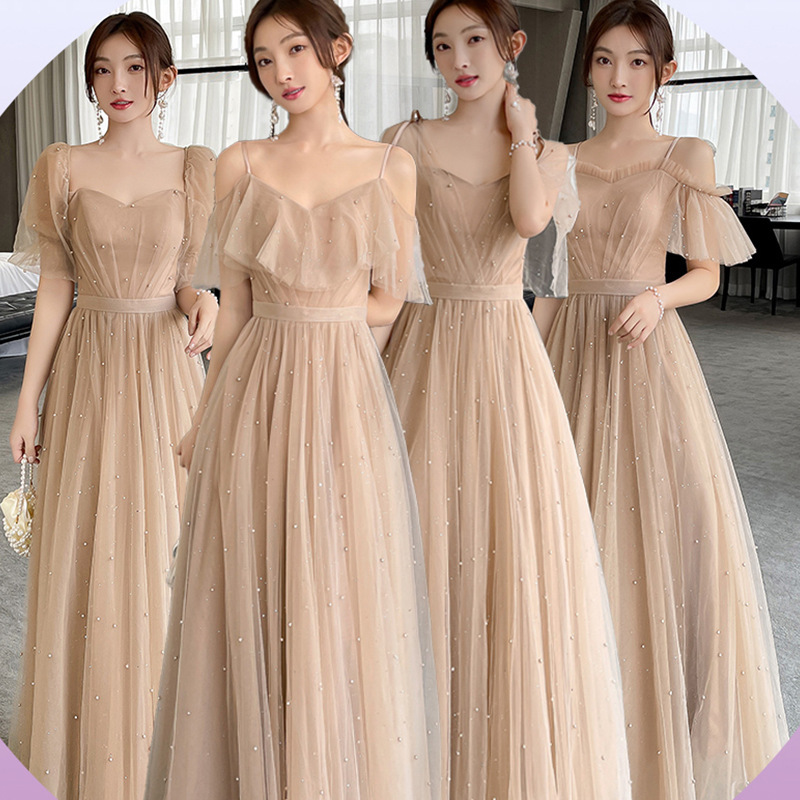 Bridesmaid Dress Autum Fairy Elegant 2025 New Niche Elegant Sister Group Host Evening Dress Skirt Women Slim Long Style