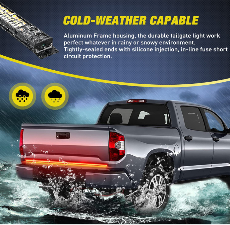 Tail Light Signal Lamp 60inch 1.5m Pickup Truck Hard Light Bar Three-Row Running Water Flow Turn Signal Brake Reverse Light