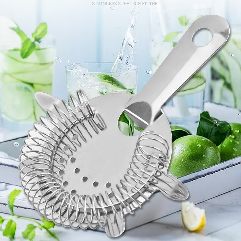 Manufacturer's In-Stock 304 Stainless Steel Ice Filter Rose Gold Ice Cube Strainer Cocktail Ice Separator Bar Tool