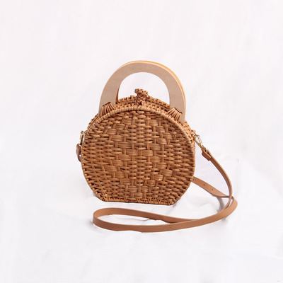 2019 new pattern lovely girl Rattan bag portable Messenger Semicircle Woven bag Straw Seaside on vacation Beach Bag