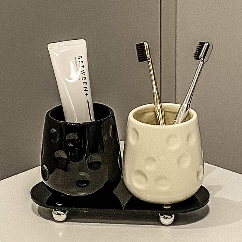 創意ins高顏值家用漱口杯套裝簡約情侶刷牙杯輕奢洗漱杯收納套裝