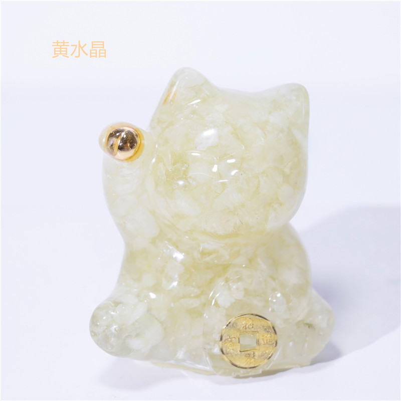 水晶の猫のデスクトップの置物の家の装飾のゴムの猫の工芸品の小さくて美しい猫の置物の卸売り