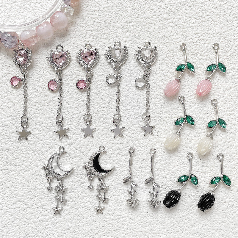 5g Weight Pendant Jewelry Making Type 13*55mm Jewelry Making Size DIY Jewelry Accessories Classification 1 Piece Quantity Alloy Material Star, Heart Shape, Flower Pattern All Seasons Season Plating Design Elegant, Gothic Style 1 Piece 13*55mm Alloy Star Heart Shape Flower Pendant Jewelry Accessories 4