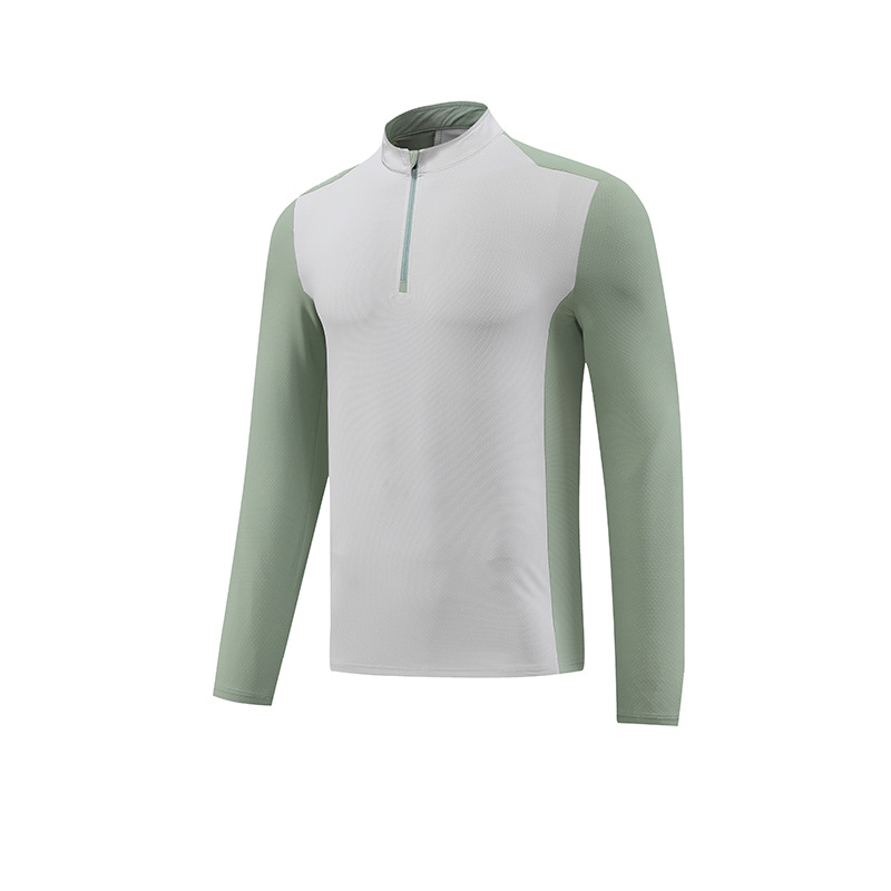 Camiseta deportiva de primavera para hombre, de secado rápido, con cuello alto, media cremallera, para entrenamiento físico, para comercio exterior transfronterizo en Amazon