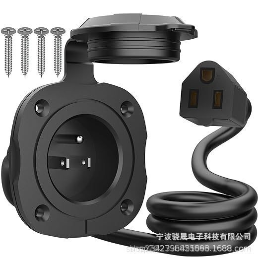Shore Power Input Plug 15 Amperes, 125V Nema 5-15 Ac Power Input Port Plug