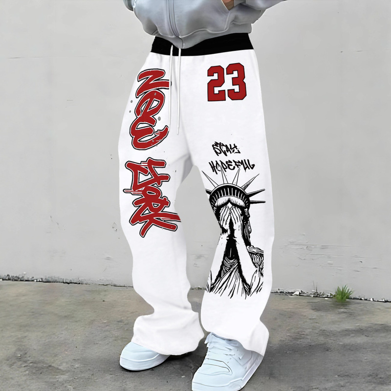 Cross-Border Trendy Brand Men's and Women's Wide-Leg Pants Casual Loose Y2K Wide-Leg Pants Street Men's Long Pants Hot-Selling Straight-Leg