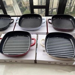 厂家直销外贸SMEG斯麦格家用厨房双耳煎锅铸铁不粘锅牛排烧烤锅批