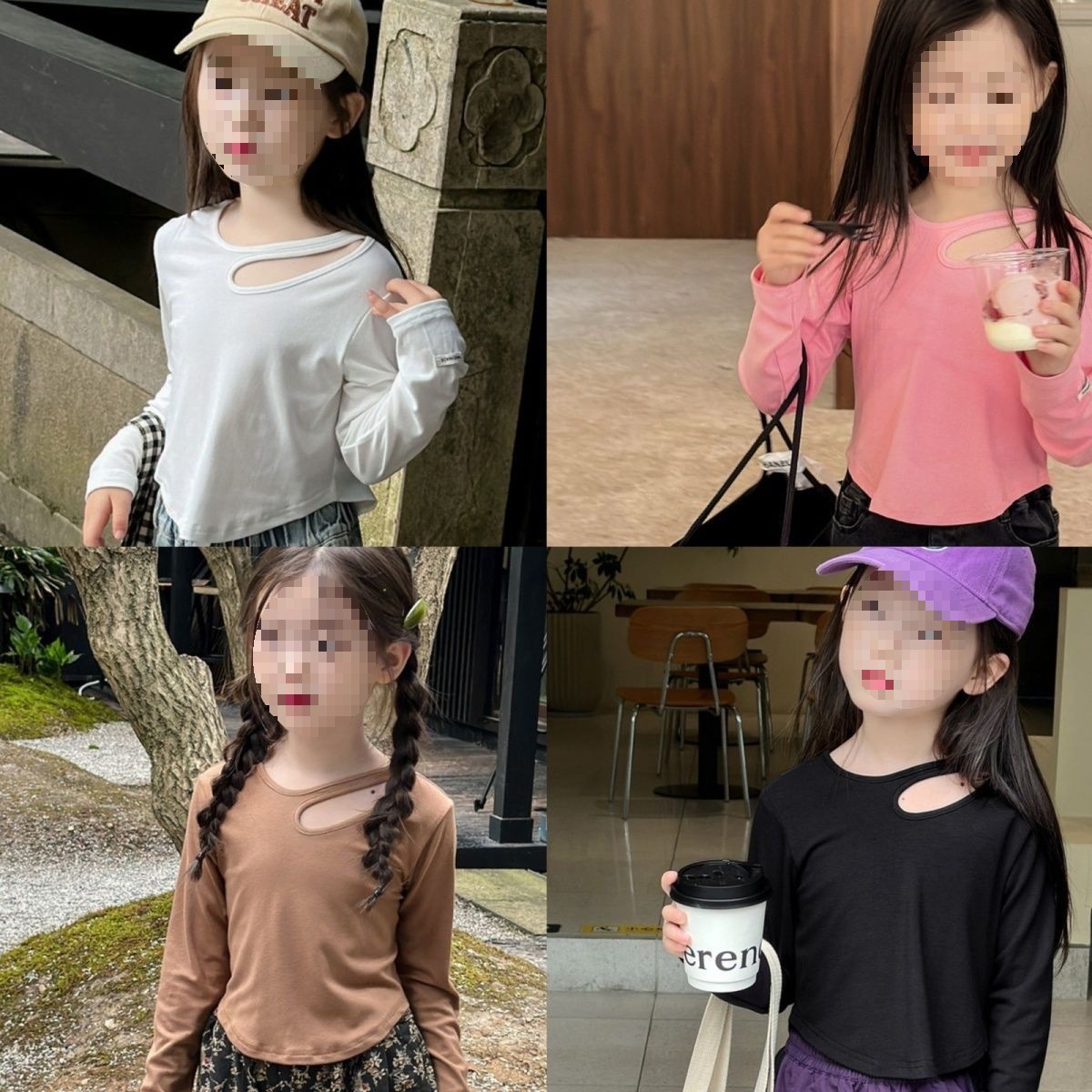 春季中小童韓版簡約休閒長袖T恤秋裝新款女童圓領上衣0071A013