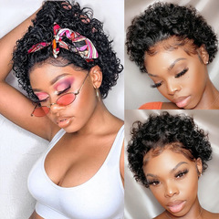 13x1 pixie cut wigショートボブ・カーリー・レースフロント・ウィッグ