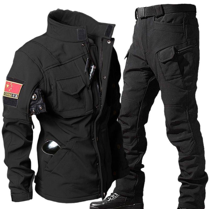 户外软壳机能冲锋衣外套男款防水防风登山服美式工装战术夹克加厚|undefined
