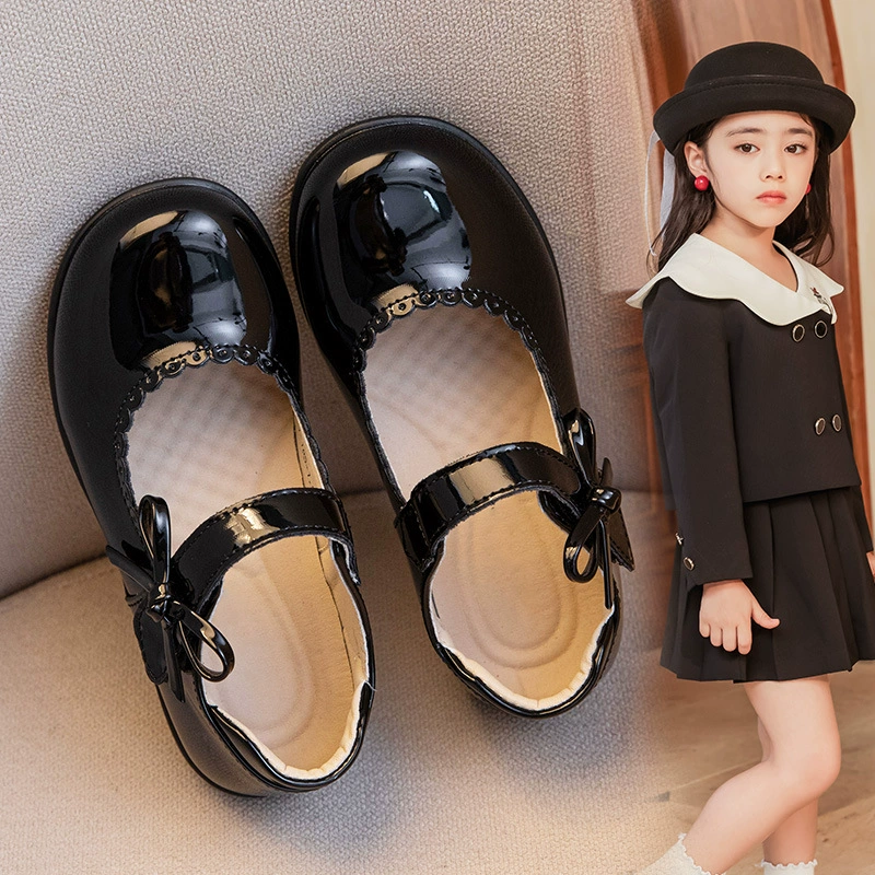 Детская кожаная обувь из натуральной кожи, черные туфли принцессы, детская обувь для выступлений в кампусе, студенческая обувь, трансграничная дропшиппинг, маленькие кожаные туфли