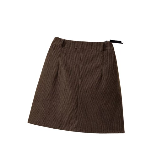 Black corduroy half-length skirt for plus-size women, autumn and winter, body-hugging, A-line, slimming, versatile one-step short skirt.