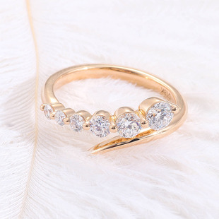 Moissanite Ring Jewelry Custom Factory Adjustable Cross-Border 18K Gold Ring Versatile Classic Non-Fading