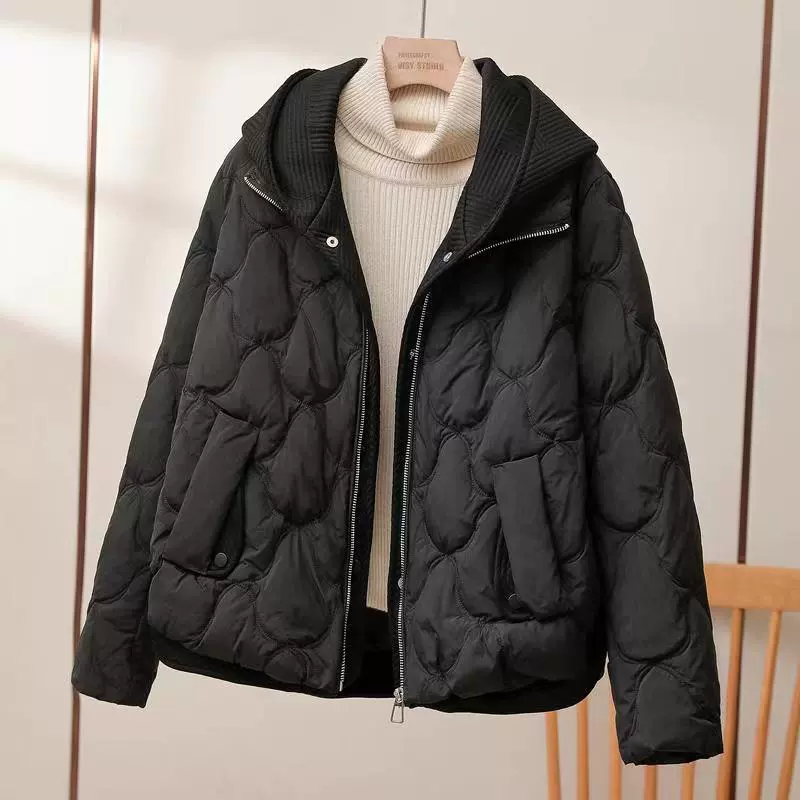 Winter short down jacket, set with down, loose fit, western style, increased thickness