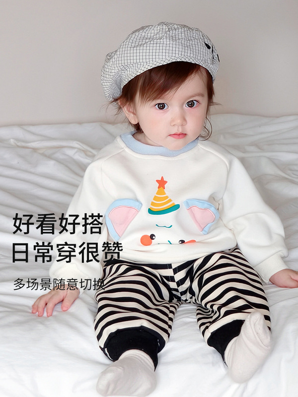 女童秋季休闲套装韩版女宝宝超萌卡通长袖卫衣卫裤外出两件套|undefined