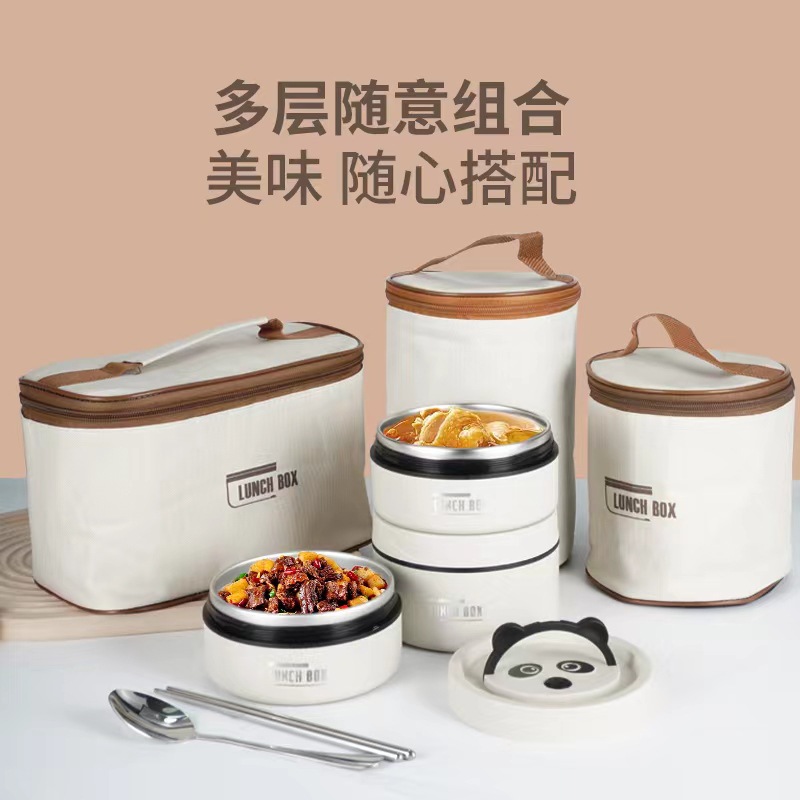 304 caja de almuerzo con aislamiento de acero inoxidable trabajador de oficina portátil de múltiples capas caja de almuerzo sellada caja de almuerzo redonda portátil