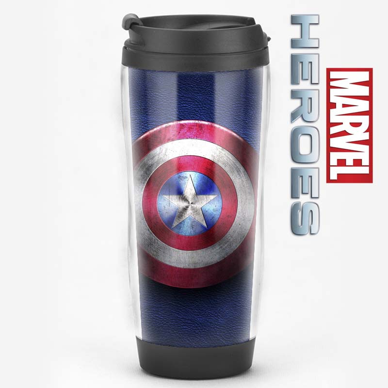 Equipo de EE. UU. Película de superhéroes que rodea al Capitán América Regalos Recuerdos de los fanáticos Taza de agua Taza de café con tapa