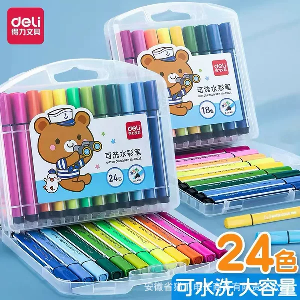 Deli 70721/22/23/24 Washable Watercolor Pen 24 Colors Kidsren's Color Pen Kindergarten Art Special