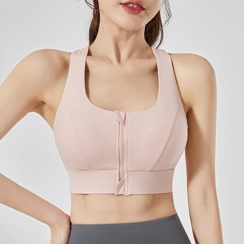 Zipper frontal antichoque ropa interior deportiva de alta resistencia integral verano secado rápido amortiguador de acondicionamiento físico bra yoga superior