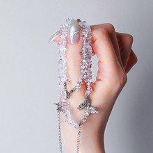 S925银翩翩起舞蝴蝶随形白水晶项链