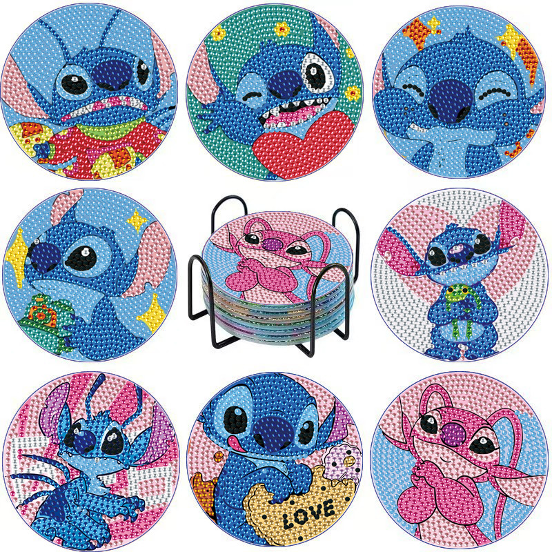 Aliexpress Cartoondiy Diamante Pinting Punts Perforador de tazas acrílicas caseras con portavasas Mickey Minnie Stitch