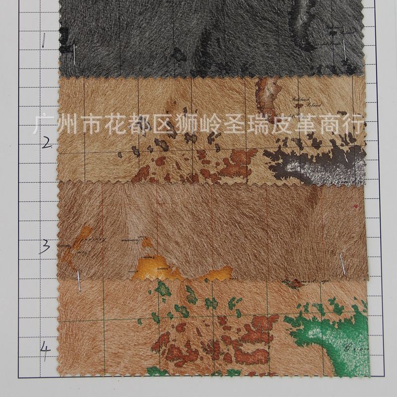 【圣瑞皮革】供应 印刷图案地图纹箱包手袋革 地图纹SR-8364