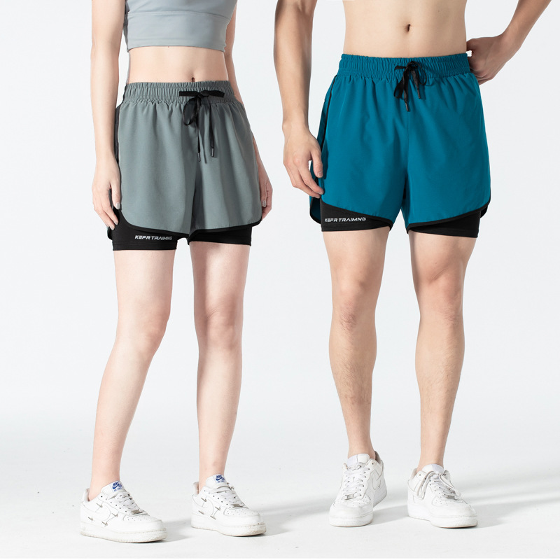 防走光情侣款假两件夏季休闲运动男女跑步健身速干篮球短裤三分裤