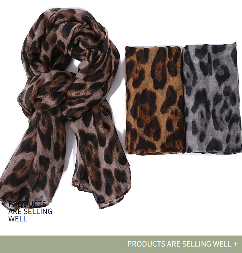 Silk Scarf Classification Women's Vintage Style Classic Style Leopard Voile Silk Scarf