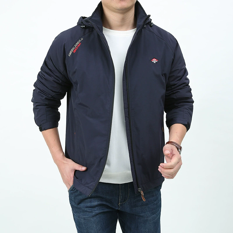 Новая куртка мужская осенне-зимняя бархатная утолщенная теплая съемная шапка молодежная повседневная верхняя одежда ветровка мужская 8201-1