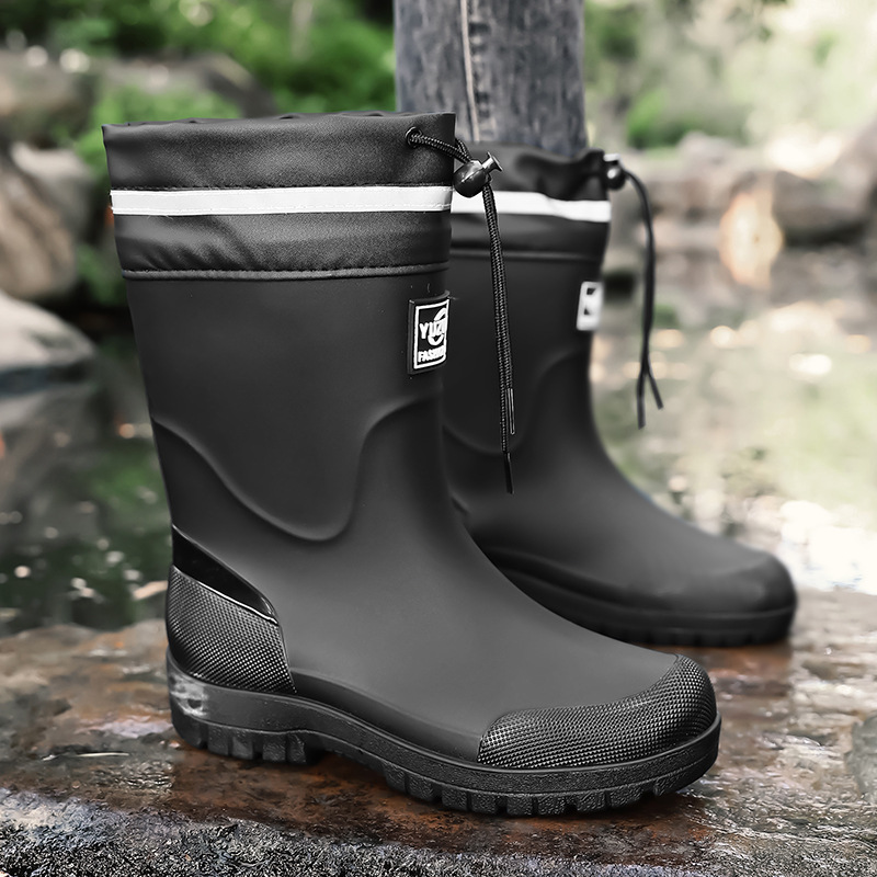 Botas de Lluvia de Tubo Medio para Hombre de PVC Impermeables y Antideslizantes para Pesca image 4