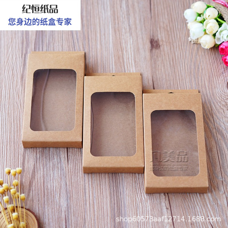 Kraft Paper Window Mobile Phone Case Packaging Carton Aircraft Hole Hook Kraft Paper Display Box Ready for Sale