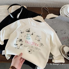 Bangcheng 子供長袖 Tシャツ 2025 秋の新韓国語版少年少女漫画プルオーバートップベビー H0332