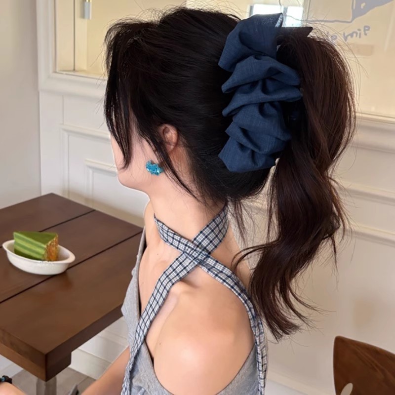 韩系蕾丝蝴蝶结马尾抓夹女2025新款后脑勺高级感发夹气质顶夹发饰|undefined