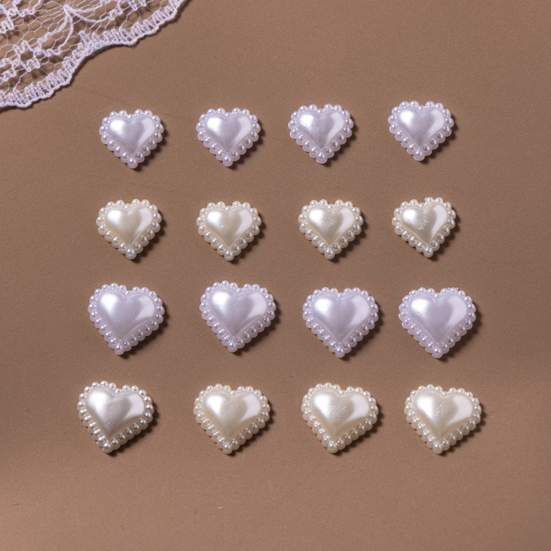 Nail Jewelry Pearl Love Diamond Pearlescent 12/10mm Edge Pearl Heart Lace Nail DIY Jewelry Sticker