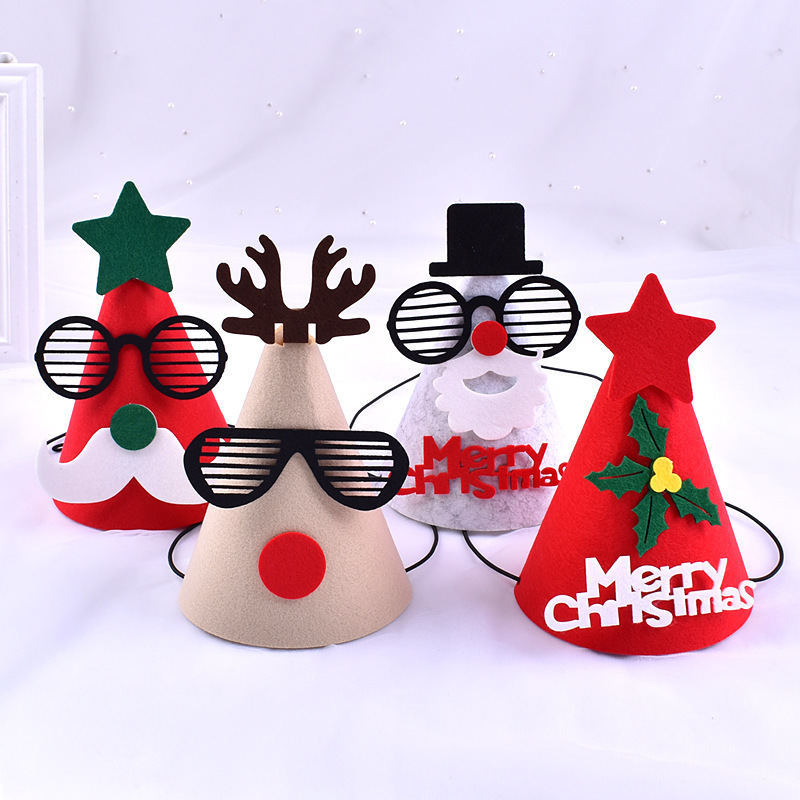 Sombreras de fieltro de fiesta transfronterizas Decoración de fiesta DIY de dibujos animados Sombreras de fieltro Decoración de fiesta de Navidad