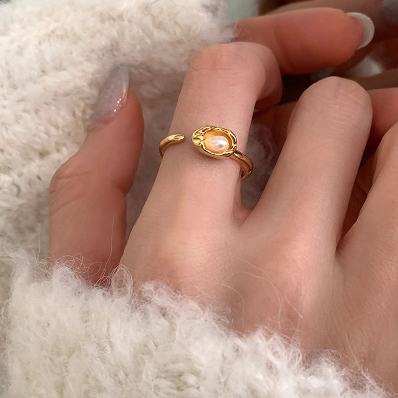 Anello con perla d acqua dolce da donna stile retro vintage_voghion.com