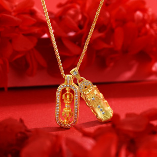Wei Xue's same copper-plated 24k gold necklace, Pixiu vajra inlaid with diamonds, pendant stacked with light luxury collarbone chain to send to his girlfriend