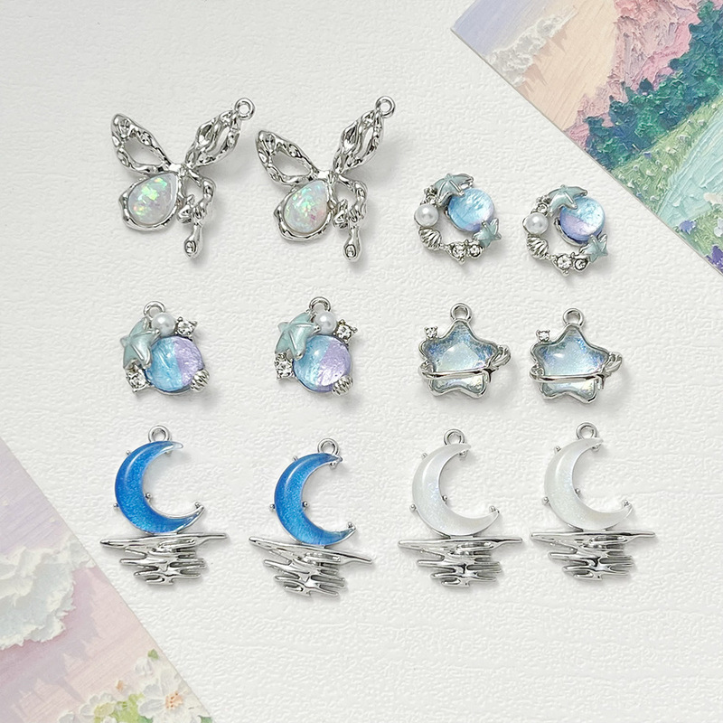 清冷感気質液体溶岩感蝶合金ストラップdiy手作りネックレスイヤリングアクセサリー|undefined