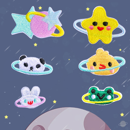 City Spring New Promotion Cute Cartoon Animal Head Flying Butterfly Series Embroidery Fabric Patch Bag DIY Decorative Patch