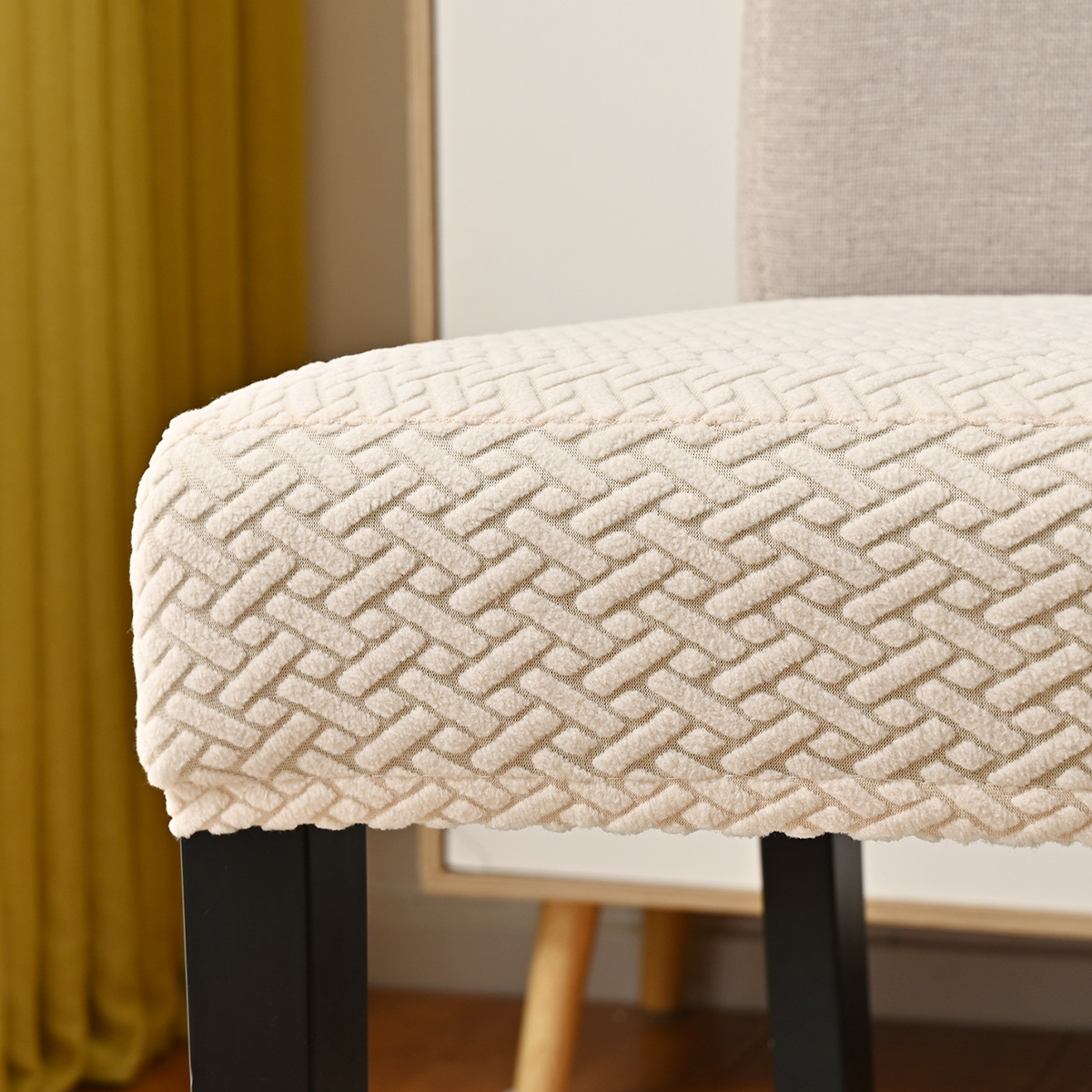 Transfronterizo T-striped taburete elástico doble cubierta de cubierta de silla jacquard elástica cubierta de silla de comedor de hotel en stock