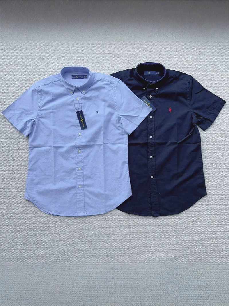 (Cross-border trading), quality summer solid shirt, high collar, with embroidery